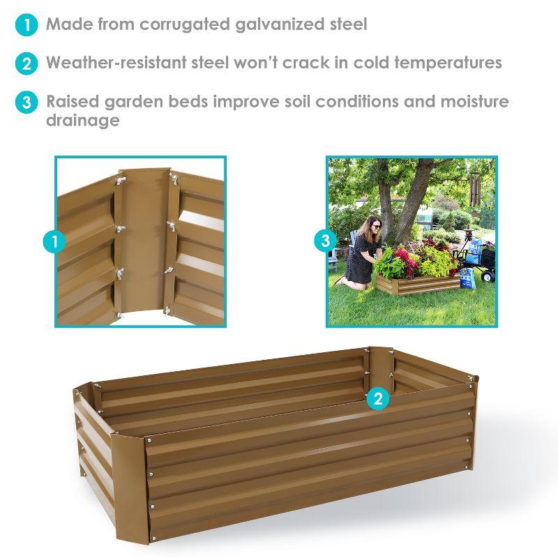 Sunnydaze Raised Hot Dip Galvanized Steel Rectangle Garden Bed for Plants, Vegetables, and Flowers - 48" L x 11.75" H - Brown