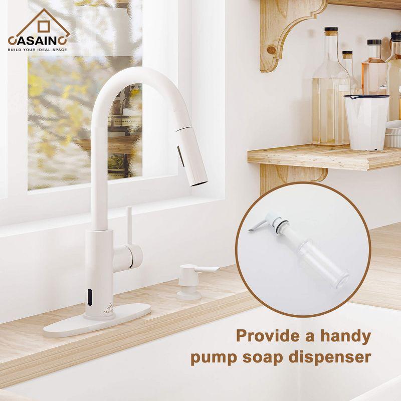 Willow Single-Handle Pull Down Sprayer Kitchen Faucet with Infrared Sensor, Soap Dispenser and Deck Plate