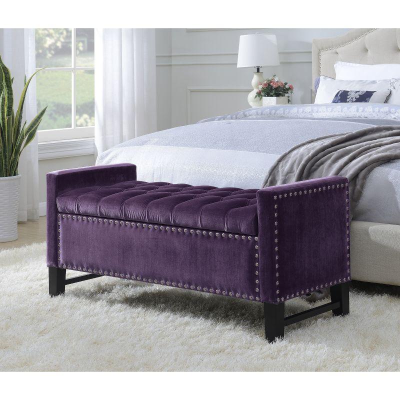 Iconic Home Velvet Storage Bench, Kurt