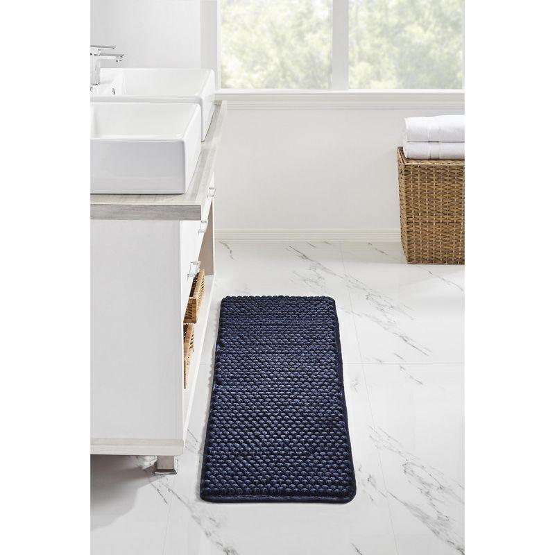 Alma Navy Handwoven Cotton Polyester Bath Rug