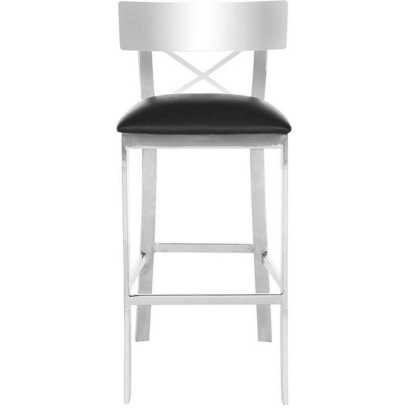 Zoey 39''H Stainless Steel Cross Back Bar Stool - FOX2034 - Chrome/Black - Safavieh Couture