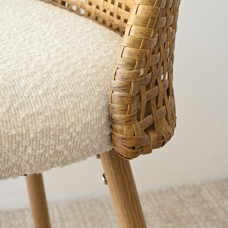 Nice Boucle Counter Stool Set Of 2,Beige Upholstered Rattan Counter Stool,27 Inch Stools With Back for Kitchen Island-Maison Boucle
