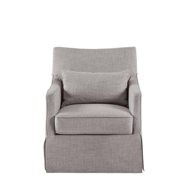 Martha Stewart London Upholstered Skirted Swivel Armchair with Lumbar Pillow