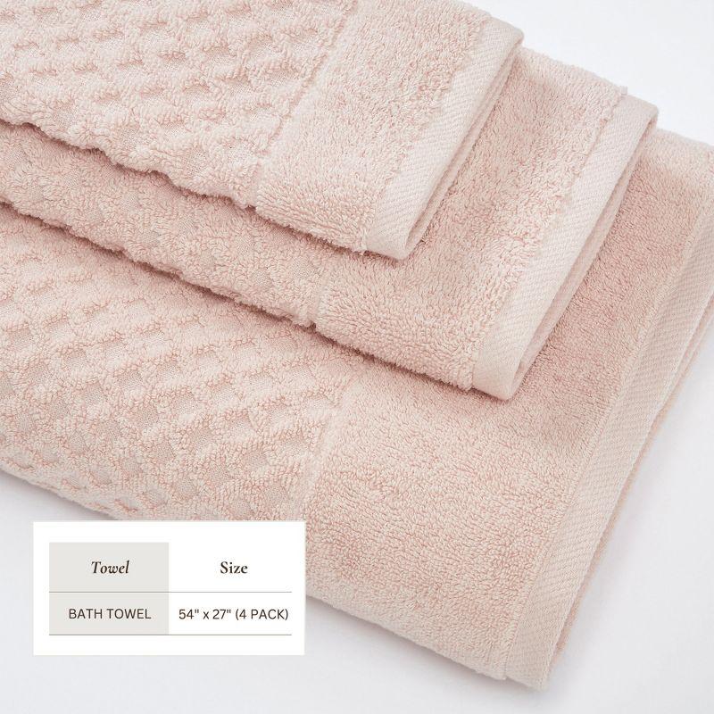 FreshFolds 100% Cotton Lattice Texture Bath Towels (Set of 4)