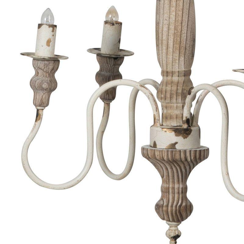 4-Light Chandelier Ceiling Light Natural/Distressed White - A&B Home: Industrial Style, Glass Shades, UL Listed, Iron Body