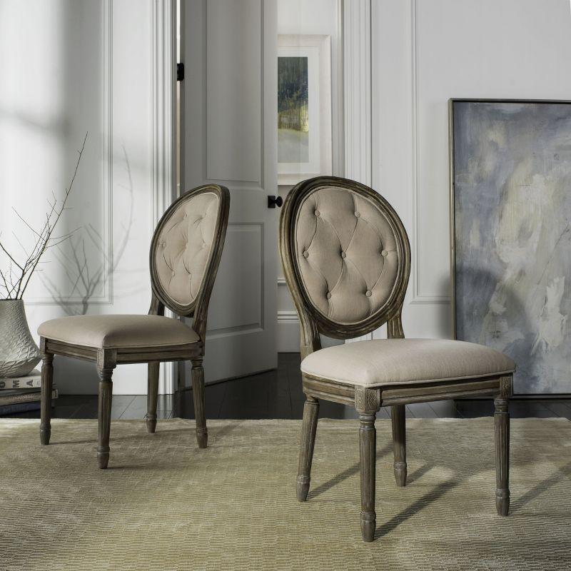 Holloway Tufted Oval Side Chair (Set of 2) - FOX6235 - Beige - Safavieh Couture