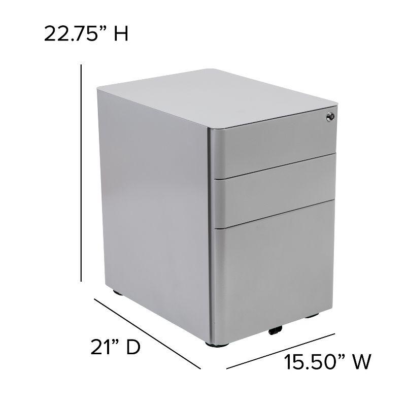 Flash Furniture Modern 3-Drawer Mobile Locking Filing Cabinet with Anti-Tilt Mechanism and Hanging Drawer for Legal & Letter Files