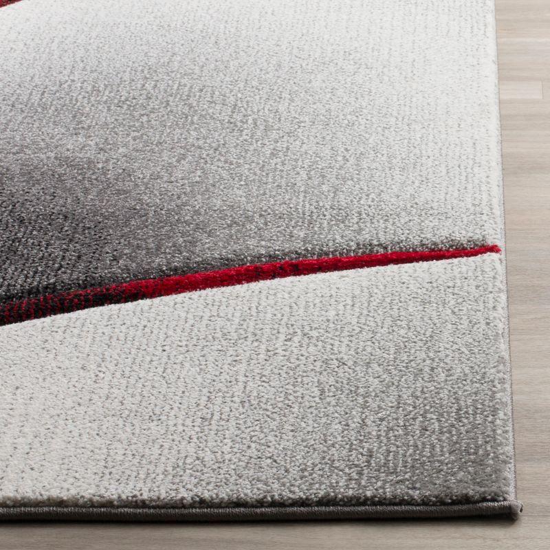 Hollywood HLW712 Machine Made Runner Rug - 2'3"x20' - Grey/Red - Safavieh