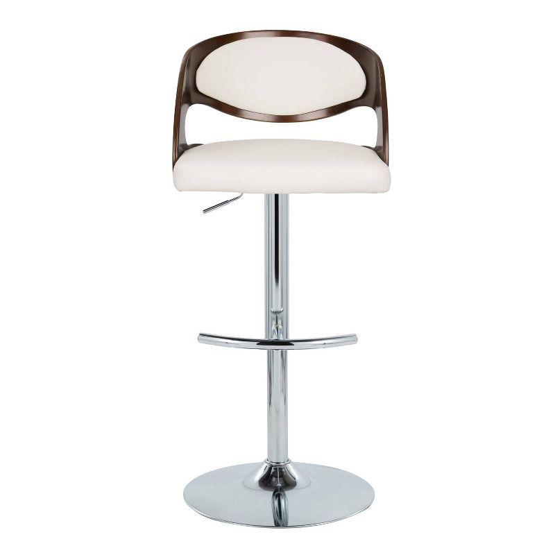 Set of 2 Pino Adjustable Barstools Cherry/White - LumiSource: Upholstered, Footrest, Counter Height
