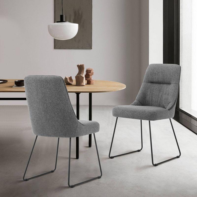 Set of 2 Quartz Fabric and Metal Dining Chairs Gray - Armen Living