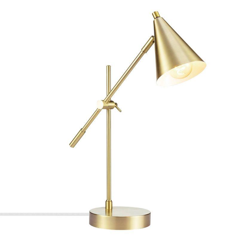 18" Tacoma Balance Arm Desk Lamp Matte Brass - Globe Electric: Adjustable, Cone Shade, ETL Listed