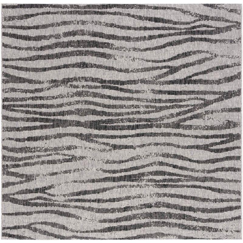 Grey and Black Square Indoor/Outdoor Area Rug