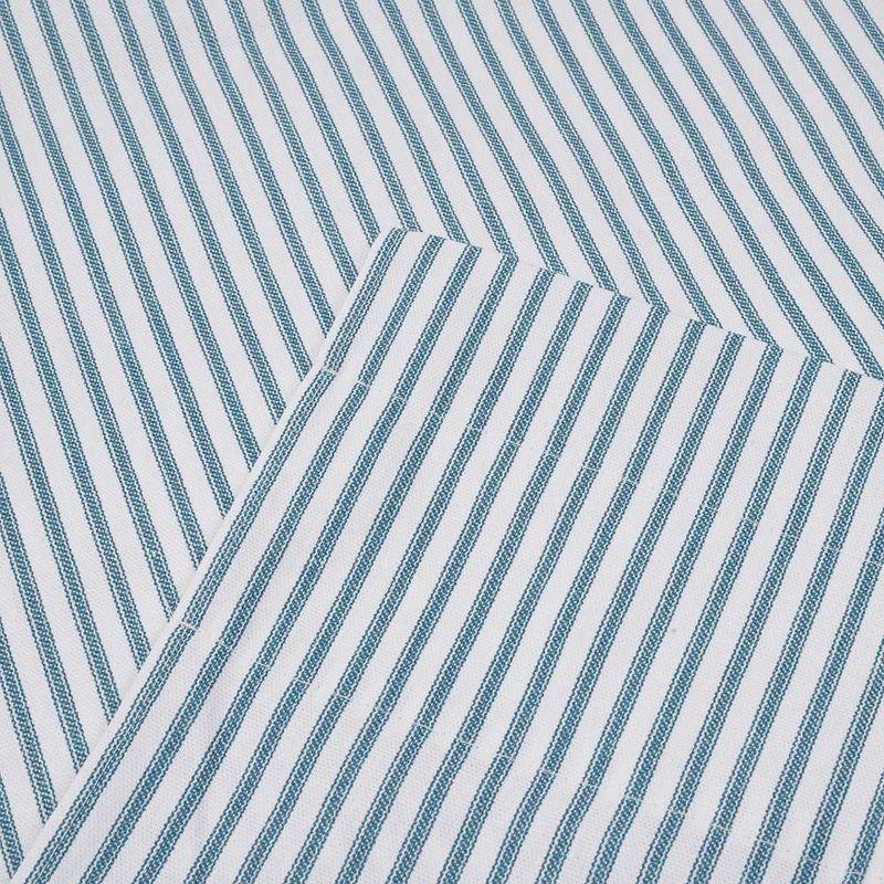 Blue Striped Cotton-Polyester Rod Pocket Valance