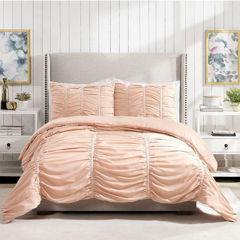 Emily Ruched Solid Textured Comforter Set