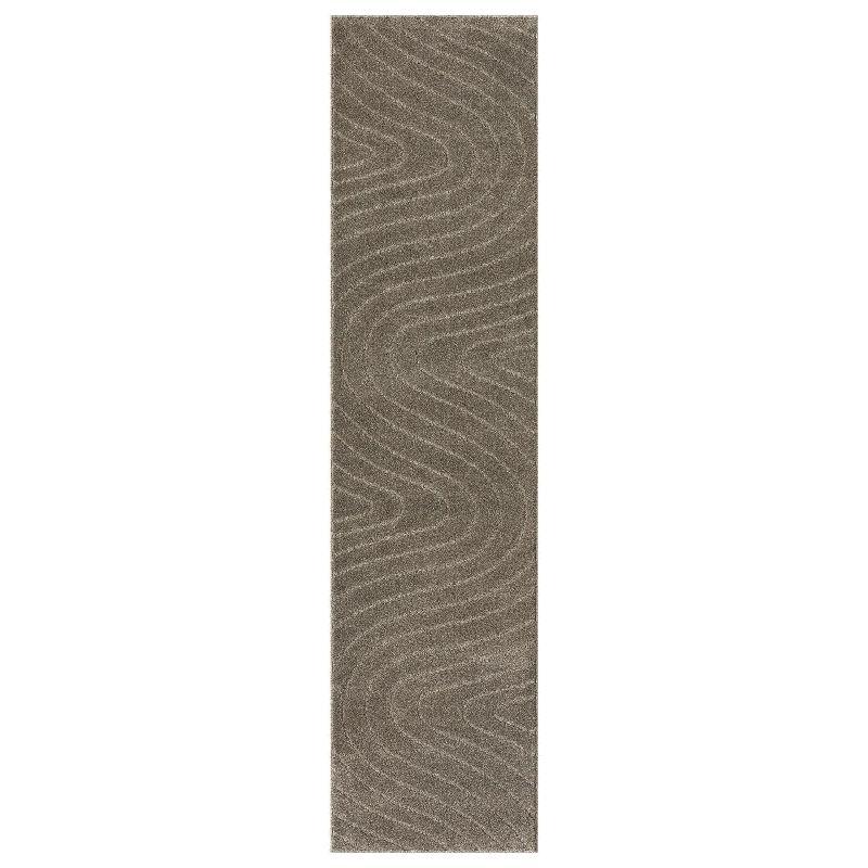 Taupe Geometric Synthetic 5' x 7' Easy-Care Area Rug