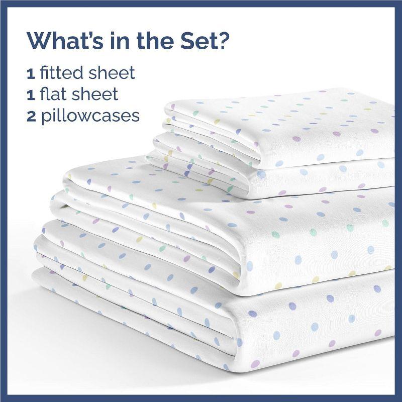 CGK Linens Kids 4 Piece Bed Sheet Set - Cute & Cozy Wrinkle-Resistant with Vibrant Designs in Multicolor Polka Dots, Size Full