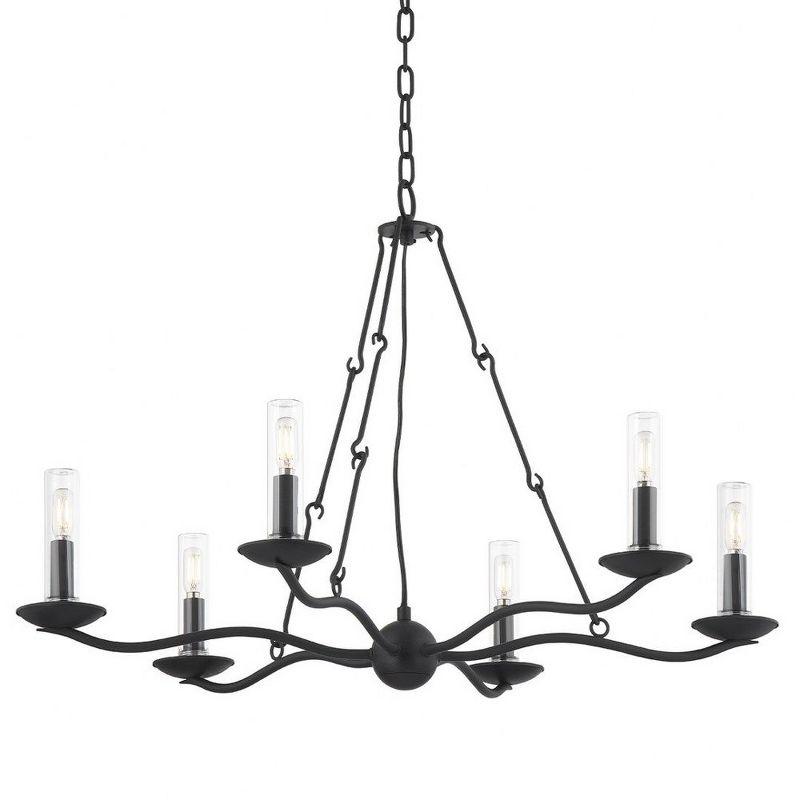 Troy Lighting Sawyer 6 - Light Chandelier in  Forged Iron Clear Shade