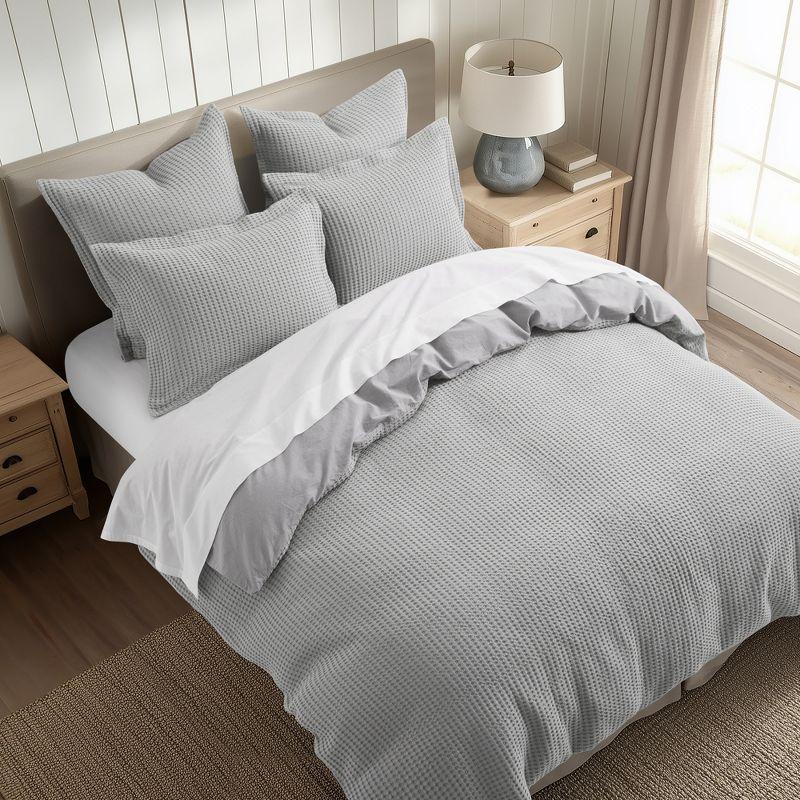 Mills Grey Pewter Duvet Set - One Full/Queen Duvet and Two Standard Shams - Levtex Home