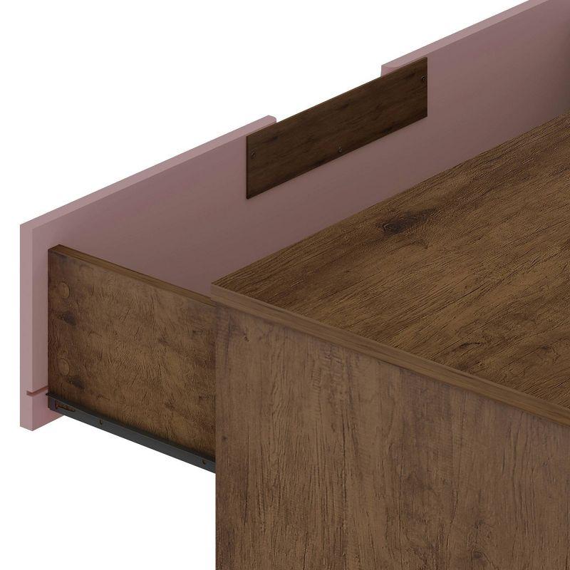 Rose Pink Double 6-Drawer Dresser with Hairpin Legs