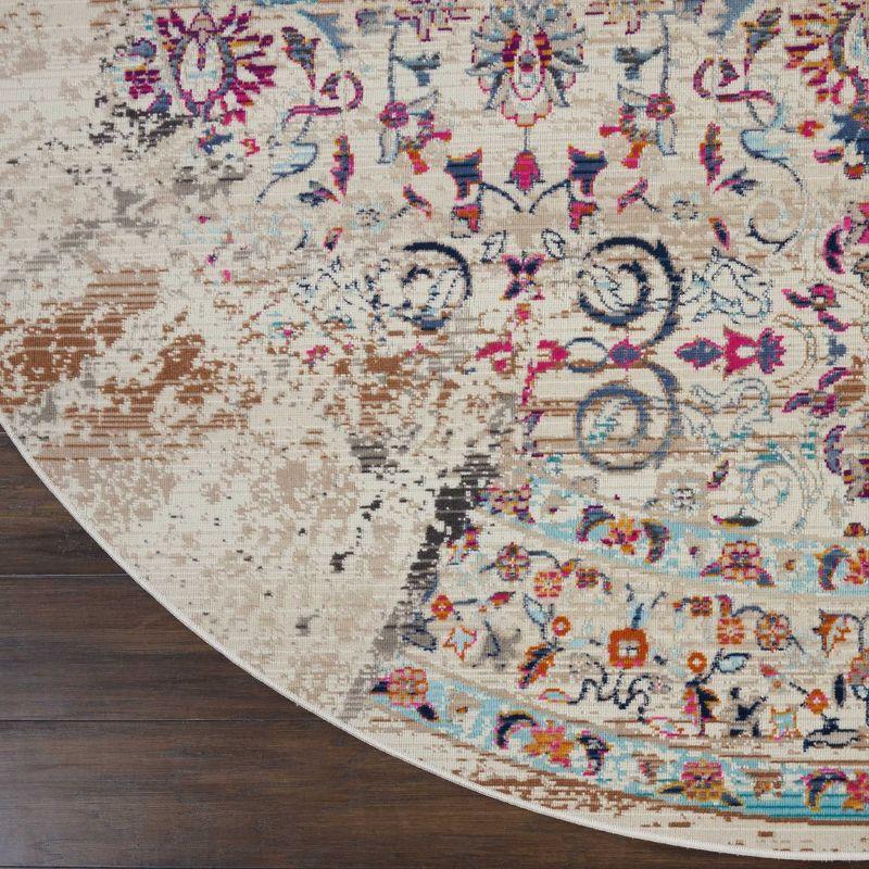 Nourison Vintage Kashan VKA02 Ivory/Light Blue/Orange Indoor Area Rug - 6' x ROUND