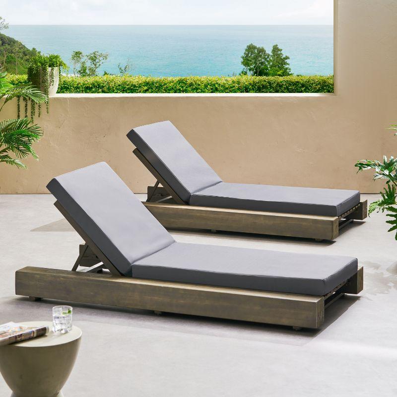 Donnie 39'' Outdoor Acacia Chaise Lounge (Set of 2)