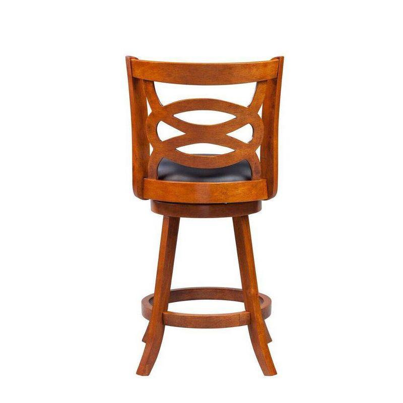 Boraam 24" Seina Counter Height Barstool Walnut Brown: Mid-Century Modern, Faux Leather Upholstery, Wood Frame