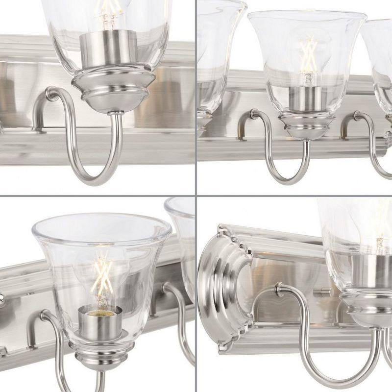 Progress Lighting Calhoun 3-Light Brushed Nickel Bathroom Vanity Light with Clear Glass Shades