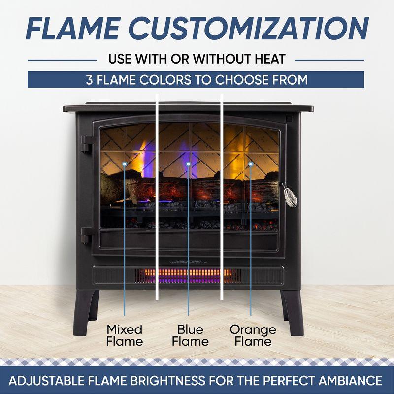 Country Living Infrared Freestanding Electric Fireplace Stove | Electric Indoor Room Heater with Remote, Multiple Flame Colors with Faux Wooden Logs