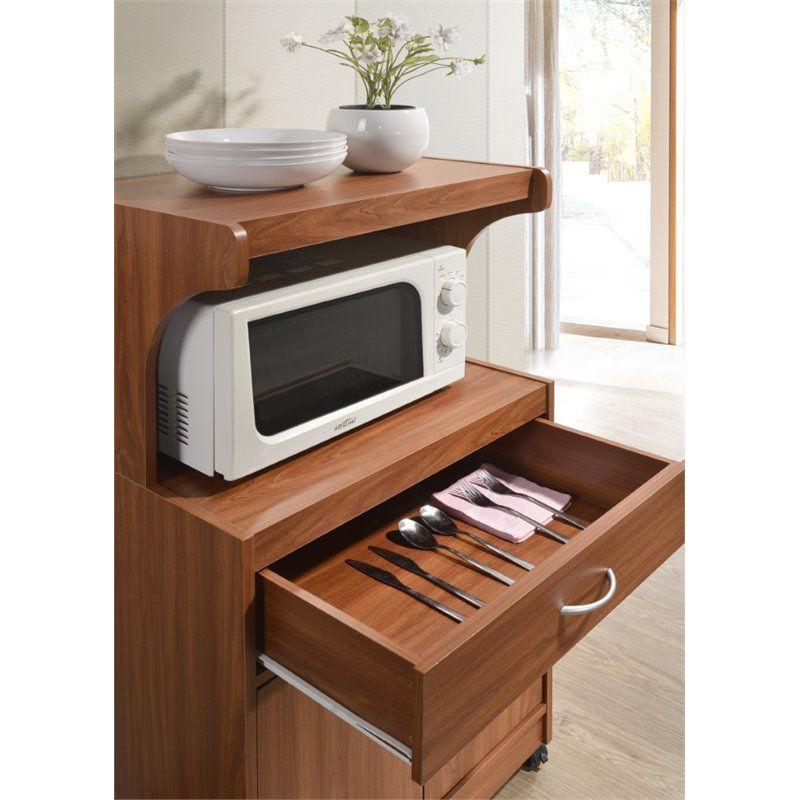 Microwave Kitchen Cart in Cherry - Hodedah