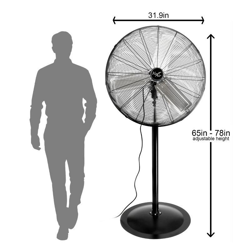 Vie Air 30 Inch Industrial Heavy Duty Pedestal Oscillating Metal Stand Fan