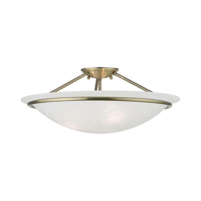 Livex Lighting Newburgh 3 - Light Semi-Flush Mount in  Antique Brass