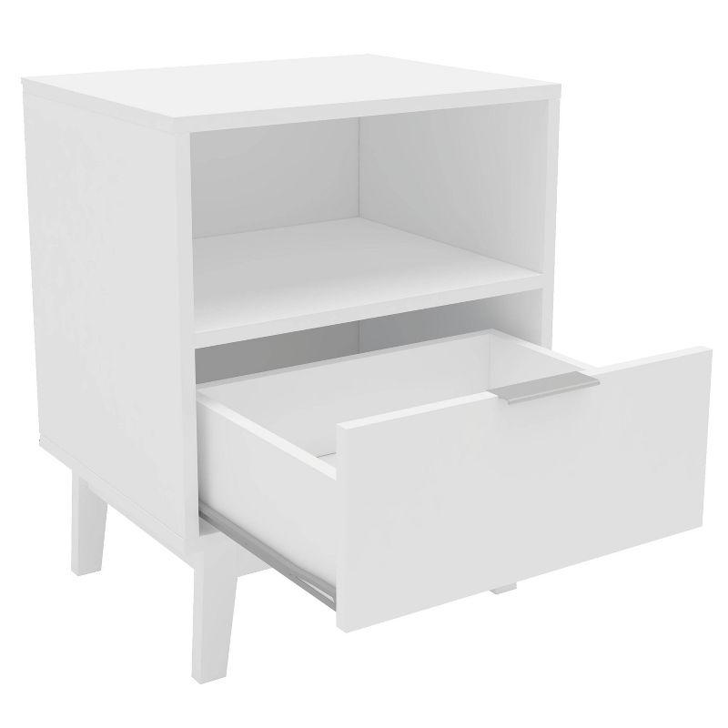 Polifurniture 2pc Full Victoria Bedroom Set White: Modern Engineered Wood, Storage Headboard, Melamine Finish