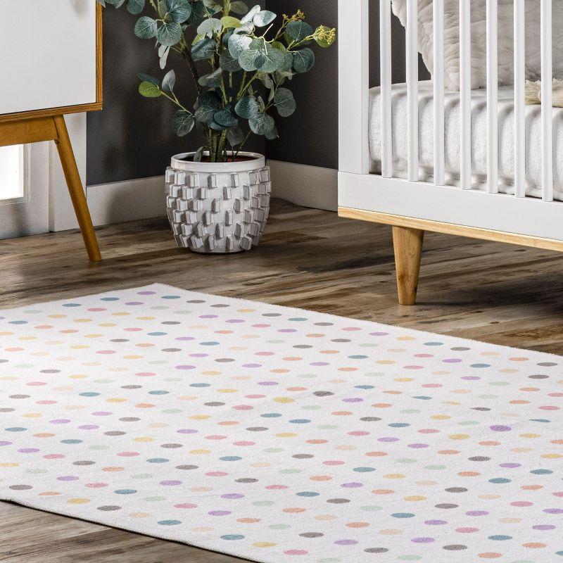 Ivory Polka Dot Washable Kids Area Rug