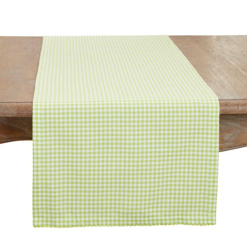 Green Gingham Cotton Rectangle Table Runner