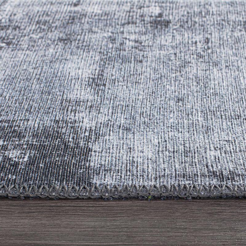 World Rug Gallery Contemporary Distressed Abstract Machine Washable 5'x7' Dark Gray Area Rug