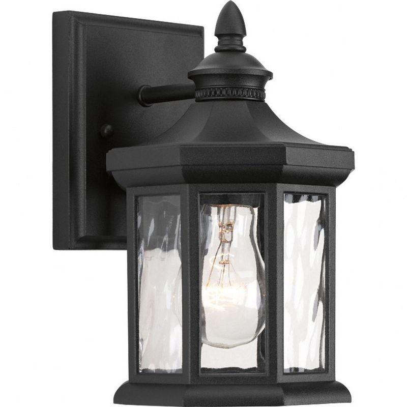 Elegant Octagonal Bronze & Black Porcelain Outdoor Wall Lantern