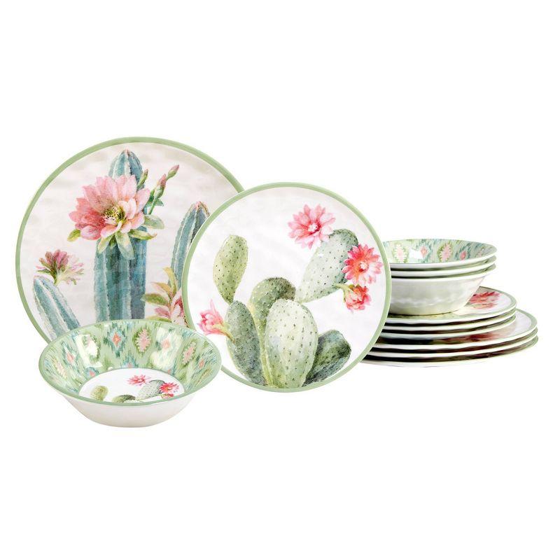 Desert Beauty Floral Melamine 12-Piece Dinnerware Set