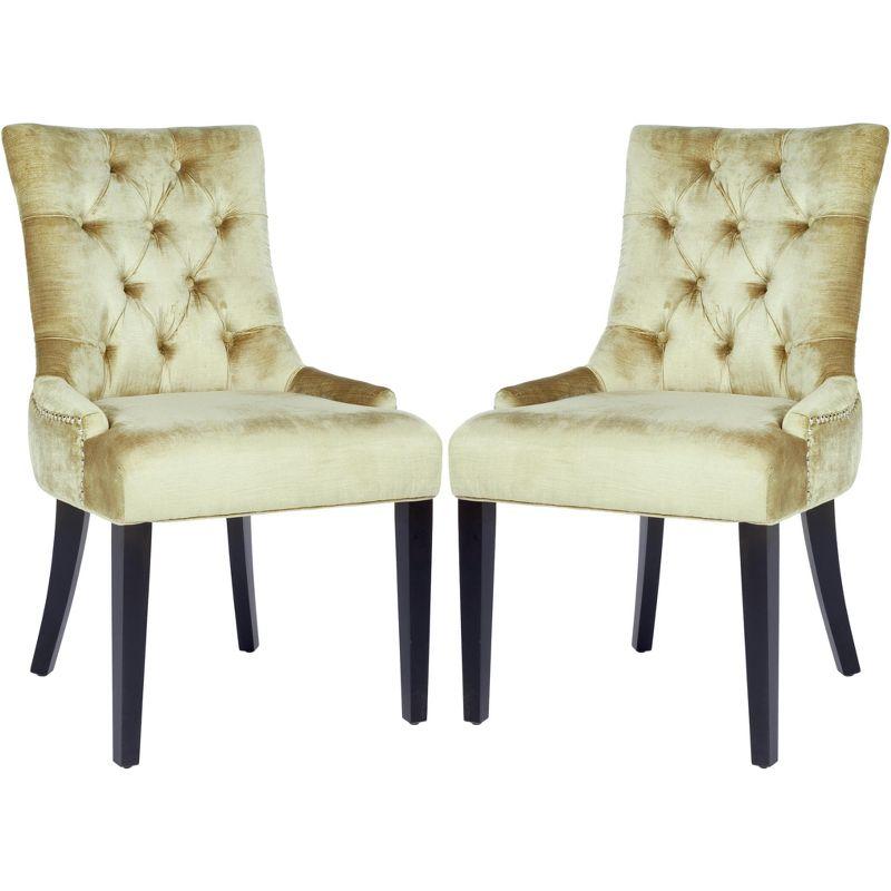 Abby 19''H Tufted Side Chairs (Set of 2)  Silver Nail Heads - Antique Sage - Safavieh