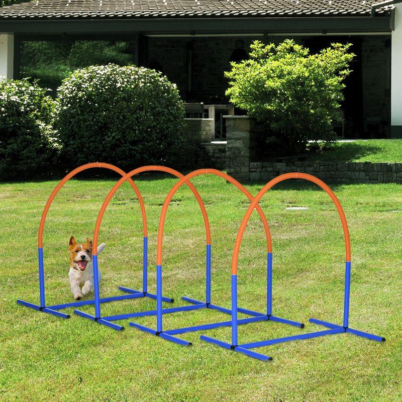 Pawhut Dog Agility Training Equipment, 4 Piece Dog Agility Course For Old Dogs With Carrying Bag, Outdoor Use, Blue