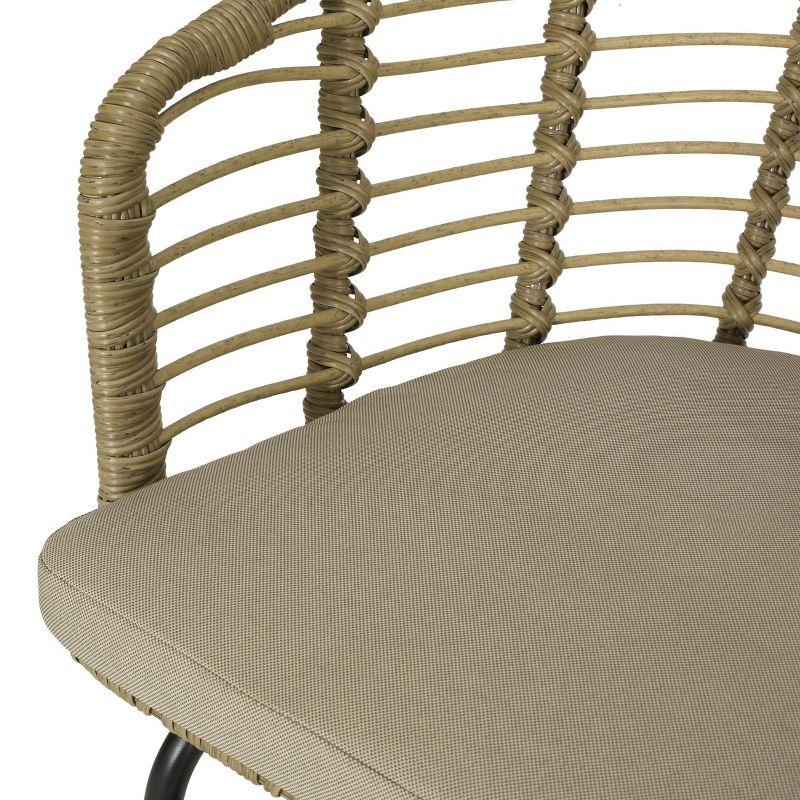 Randy 2pk Outdoor Wicker Chairs with Cushions - Light Brown/Beige - Christopher Knight Home: UV & Water-Resistant Patio Accent Armchairs