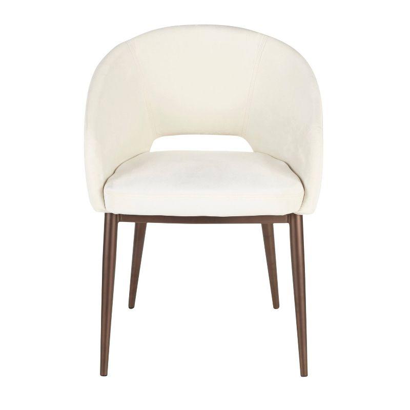 Renee Contemporary Chair Cream - LumiSource: Upholstered Velvet, Metal Legs, Cut-Out Design