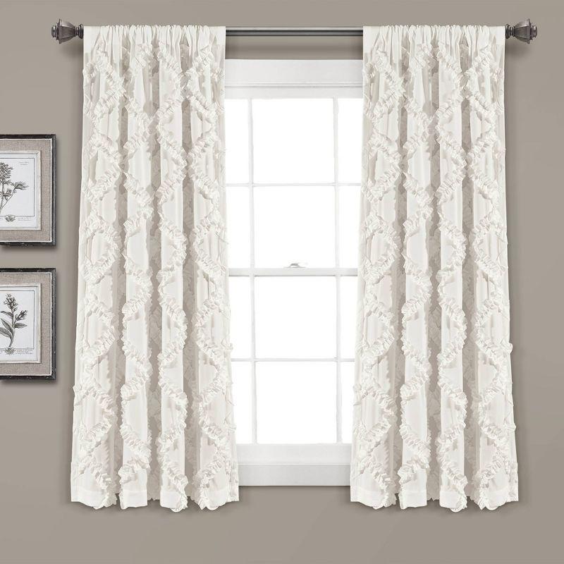 Lush Decor Ruffle Diamond Geometric Semi-Sheer Thermal Indoor Single Curtain Panel (Set of 2)