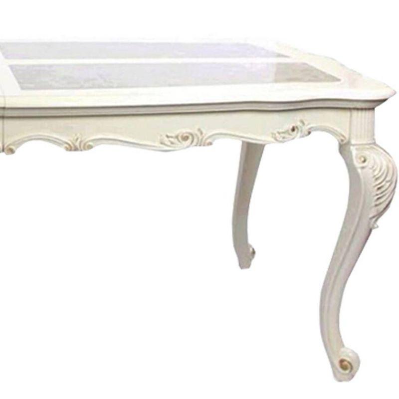 Chantelle 96" Dining Tables Marble Top and Pearl White - Acme Furniture