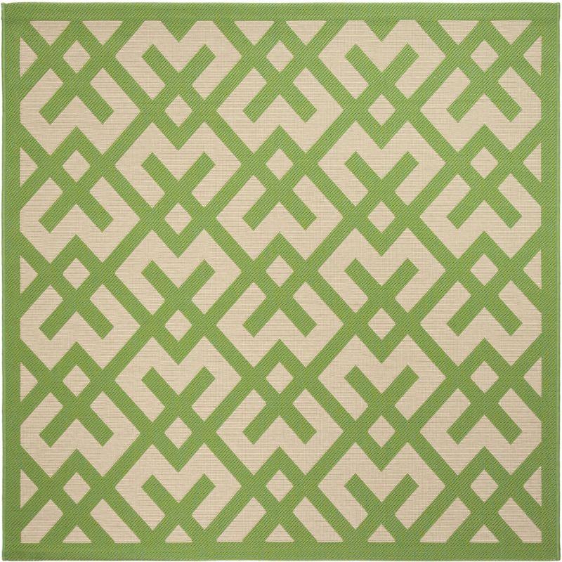 Courtyard CY6915 Power Loomed Indoor and Outdoor Area Rug - Beige/Green - 5'3"x5'3" - Safavieh