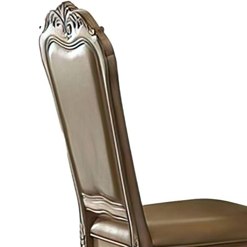 21" Dresden PU Dining Chairs Bone White/Gold Patina - Acme Furniture: Carved Wood, Claw Feet, Padded