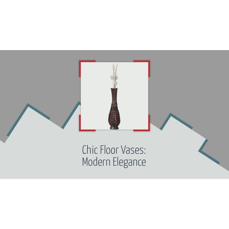 Uniquewise Antique Trumpet Style Brown Bamboo Floor Vase - 36-inch-Tall Decorative Vase for Entryway or Living Room - Vintage-Inspired Home Decor