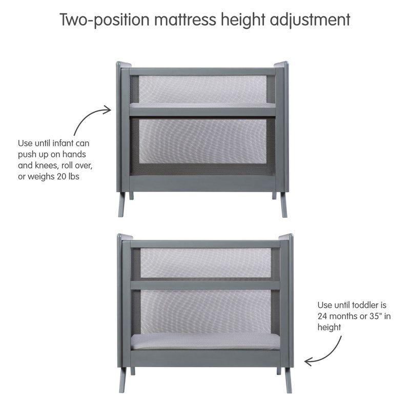 BreathableBaby Breathable Mesh 2-in-1 Mini Crib, Gray, Greenguard Gold Certified