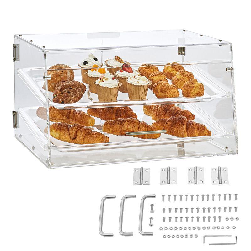 VEVOR Pastry Display Case, 2-Tier Countertop Bakery Display Case, Acrylic Display Box with Rear Door Access & Removable Shelves, 20.7"x13.2"x11.9"