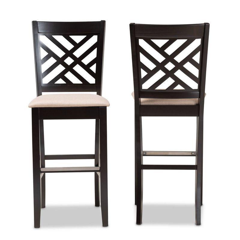 Jason Espresso Brown Wood and Sand Fabric Bar Stool Set