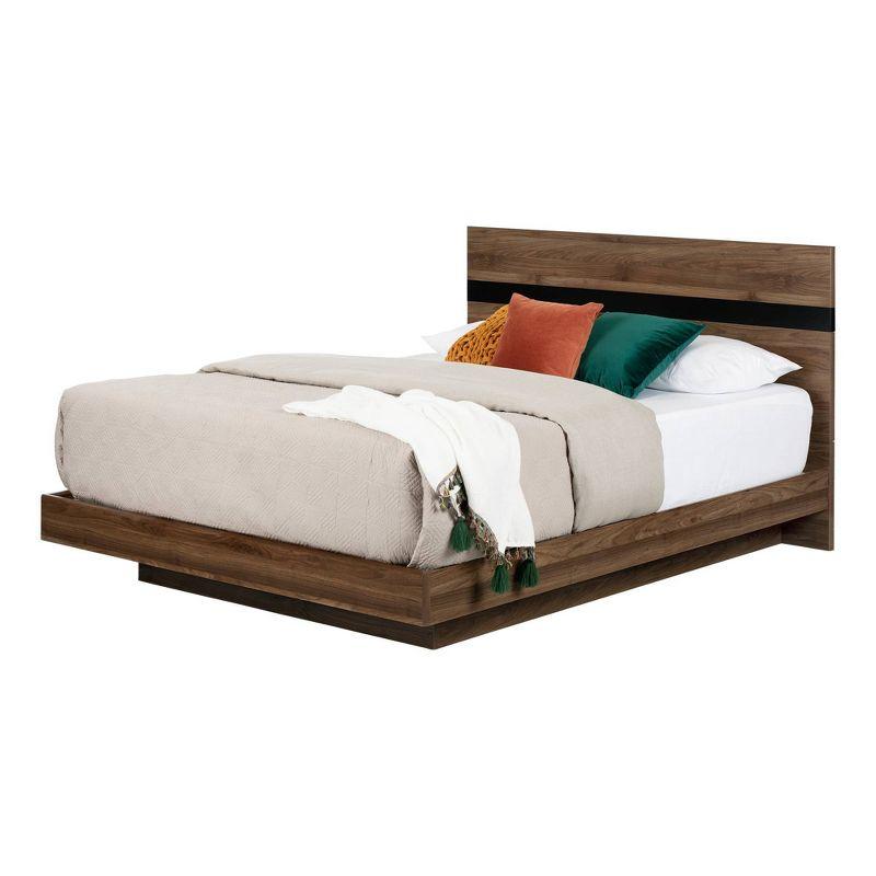 Queen Flam Complete Bed Natural Walnut/Matte Black - South Shore